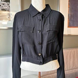 - Flynn Skye Black Buttoned Down Flowy Long Sleeved Blouse  - W555